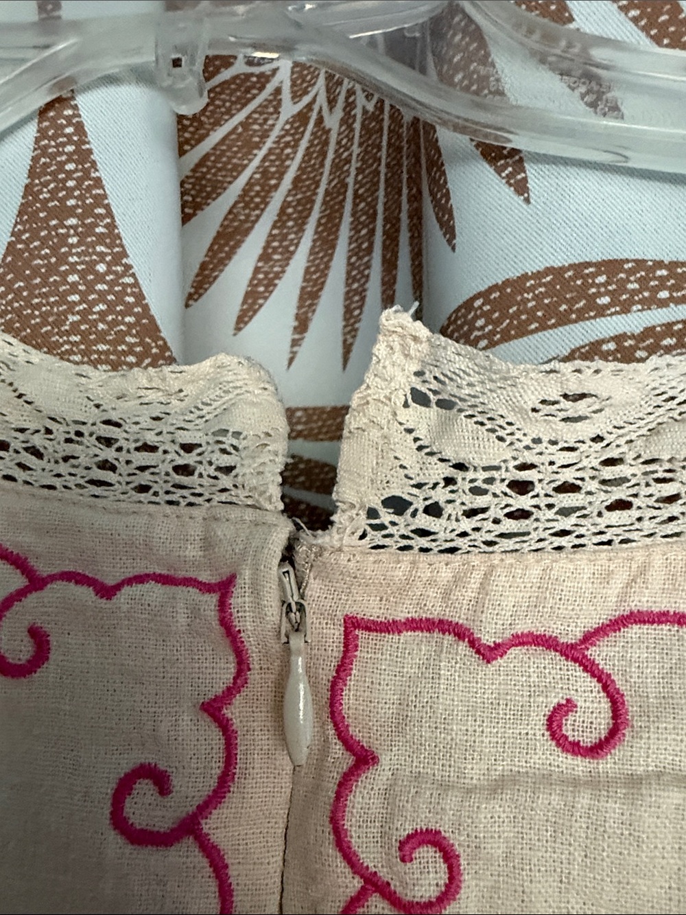 Anthropologie linen embroidered crochet dress 20w 2x - Picture 13 of 16